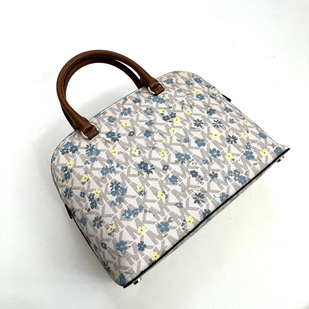 NWT $300 Michael Kors Cindy Large Dome Satchel Crossbody – Floral MK Logo Print - Picture 4 of 11